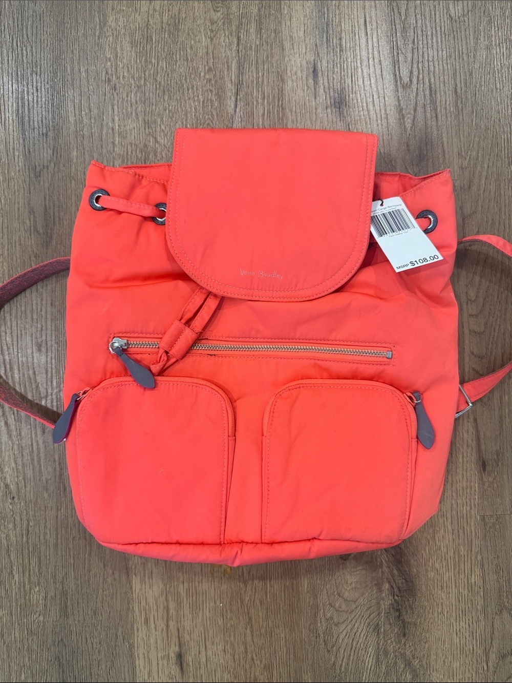 NWT Vera Bradley Coral Nylon Drawstring Backpack